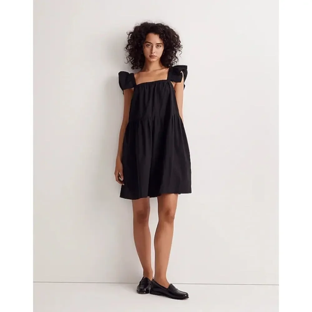 Madewell Marnay Mini 100% Cotton Flutter Sleeve Square Neck Summer Boho Party S
